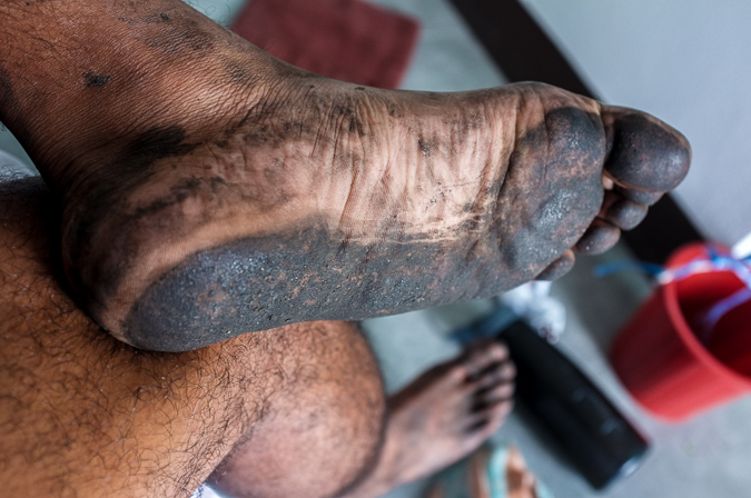 My foot after the Songkran water festival in Chiang Mai, Thailand.