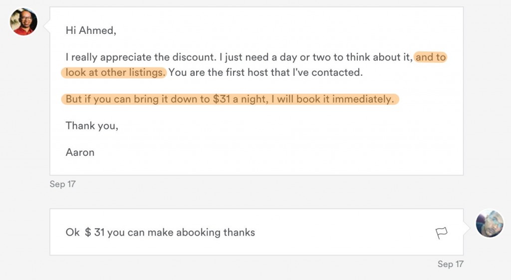 Airbnb negotiation