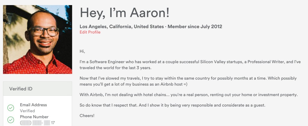 Airbnb Profile Example